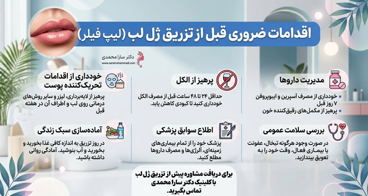 یک هفته قبل از تزریق ژل لب چه کارهایی باید انجام داد؟