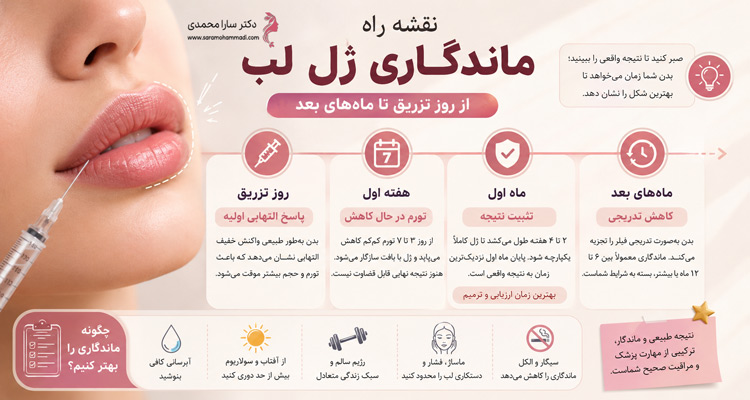 نقشه راه ماندگاری ژل لب؛ از روز تزریق تا ماههای بعد