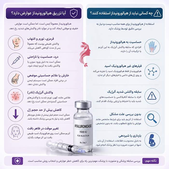 عوارض و محدودیت‌های تزریق آنزیم هیالورونیداز